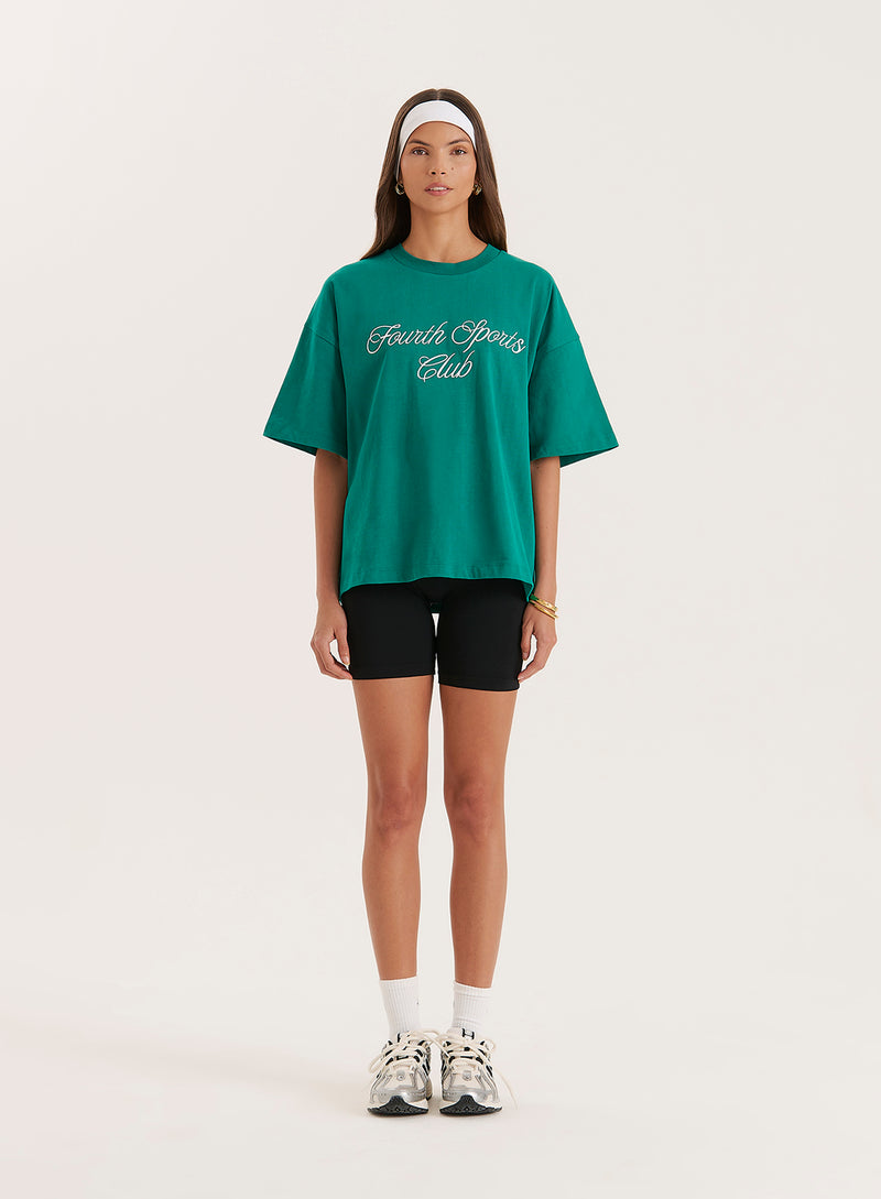 Green Sports Club Slogan Oversized T-Shirt- Estelle