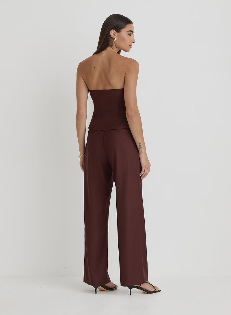 Burgundy Tailored Straight Leg Trouser- Crea