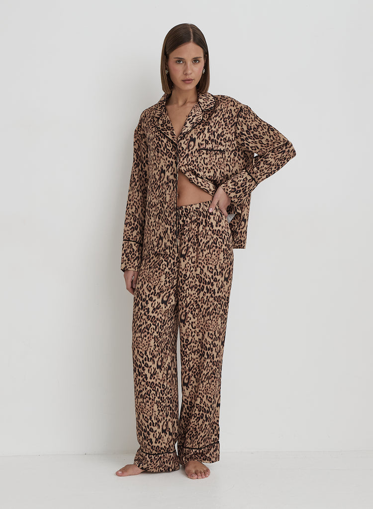 Leopard Print Satin Pyjama Trouser- Holly