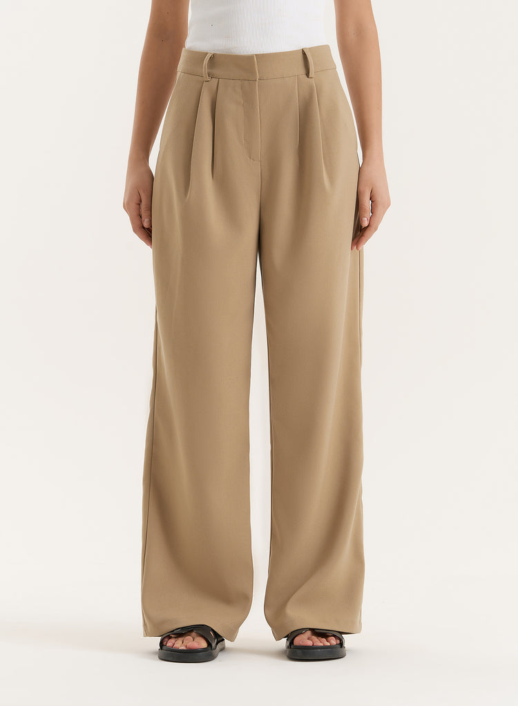 Camel Tailored Wide Leg Trouser- Reese