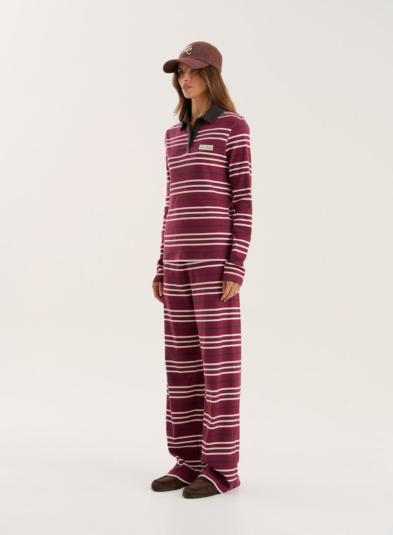 Multi Striped Ribbed Jersey Trousers- Liliana