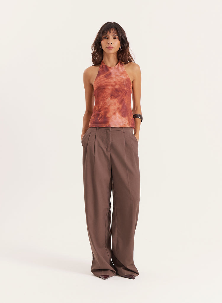 Rust Print Halterneck Top- Saskia