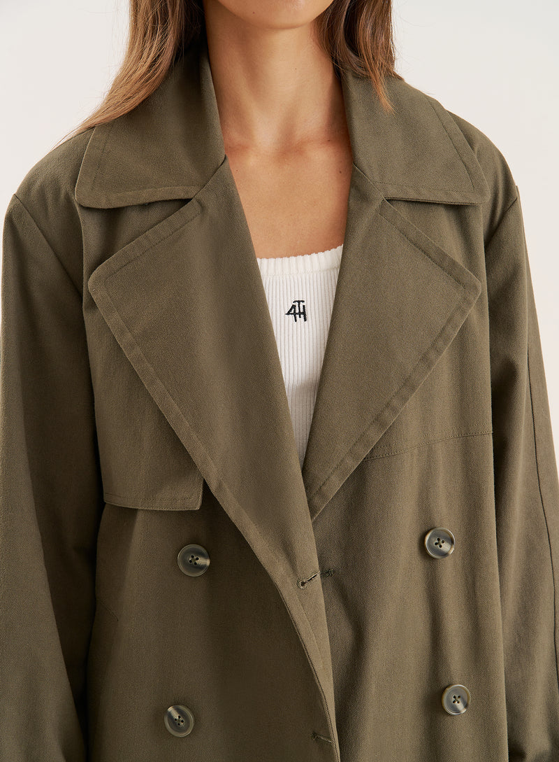Khaki Belted Trench Coat- Tabi