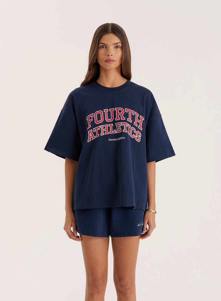 Navy Fourth Athletics Oversized T-Shirt- Siobhan