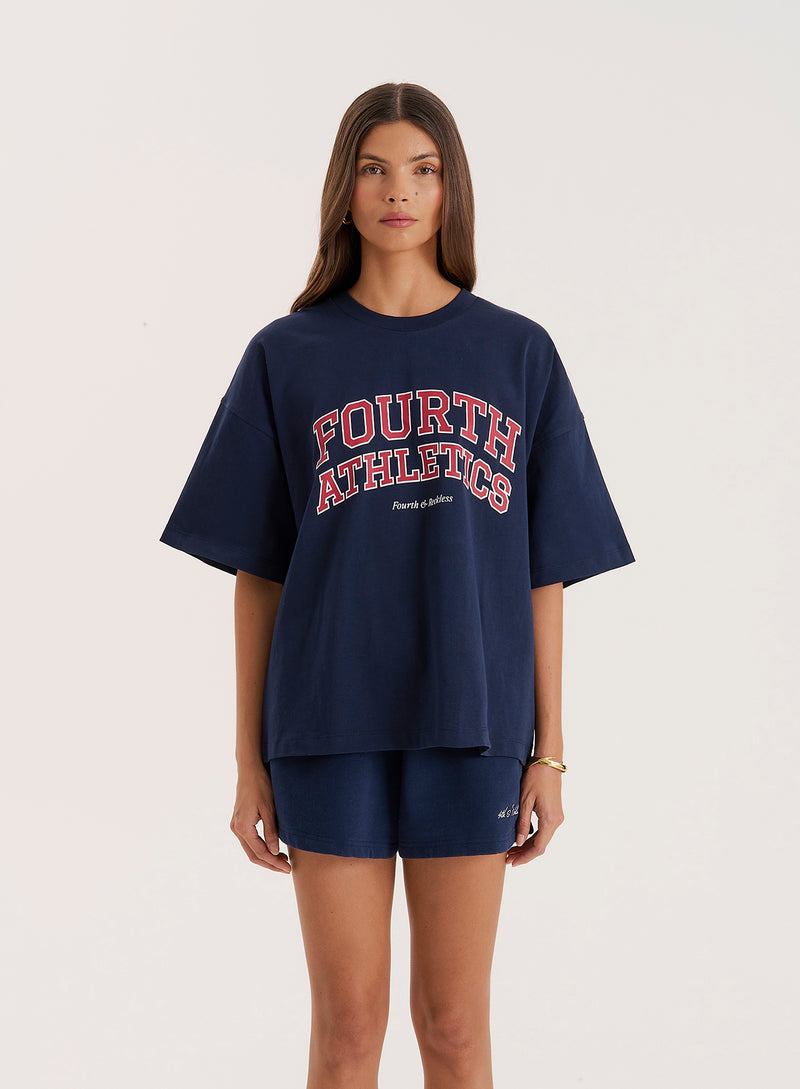 Navy Fourth Athletics Oversized T-Shirt- Siobhan