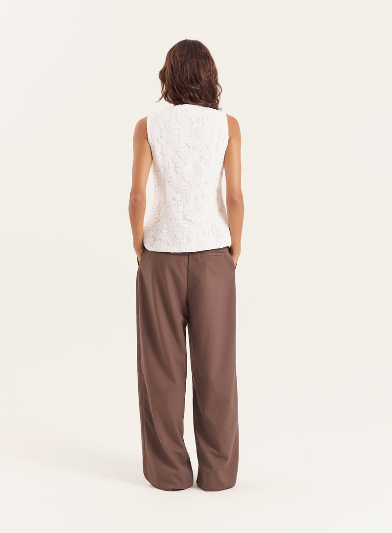 White Broderie Lace Waistcoat- Becki
