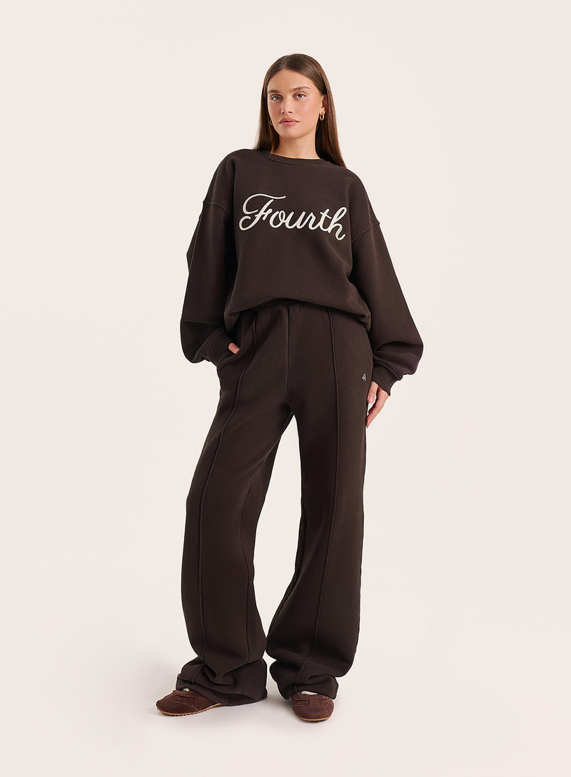 Chocolate Fourth Script Slogan Sweatshirt