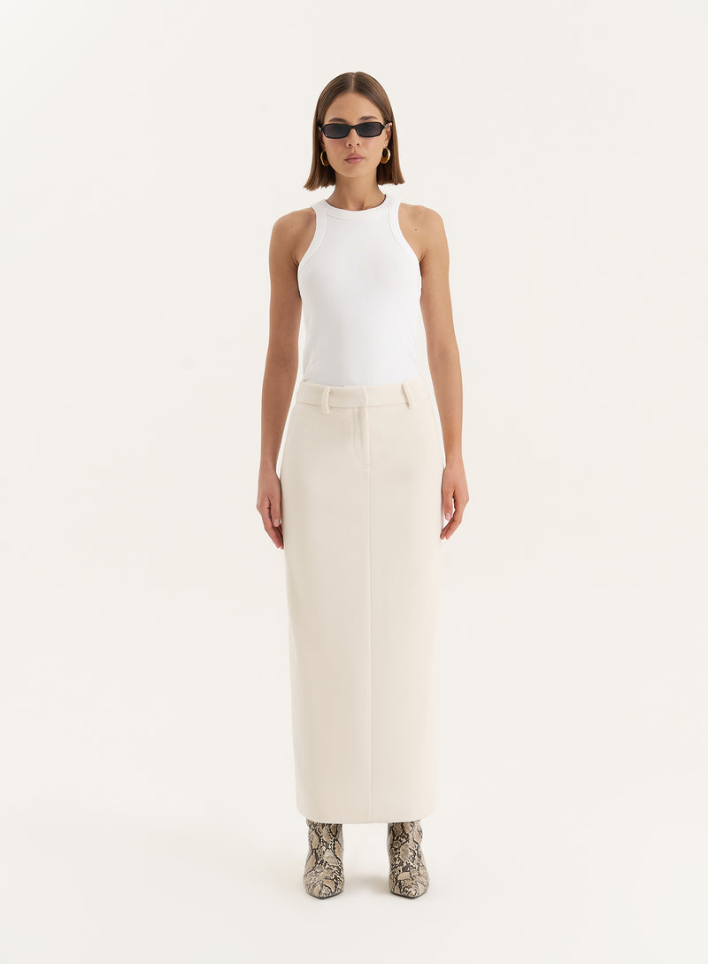 Cream Column Maxi Skirt- Shelly