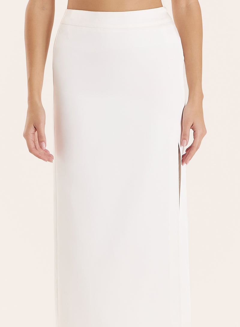 Cream Side Split Midaxi Skirt- Lucia