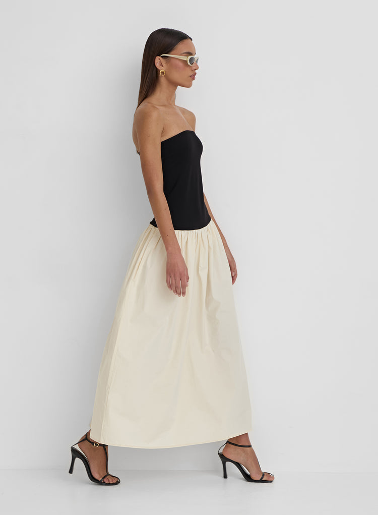 Monochrome Drop Waist Bandeau Dress- Lova