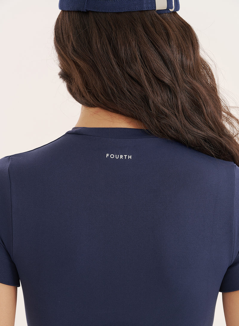 Navy Seamless Gym Crop Top- Brogan