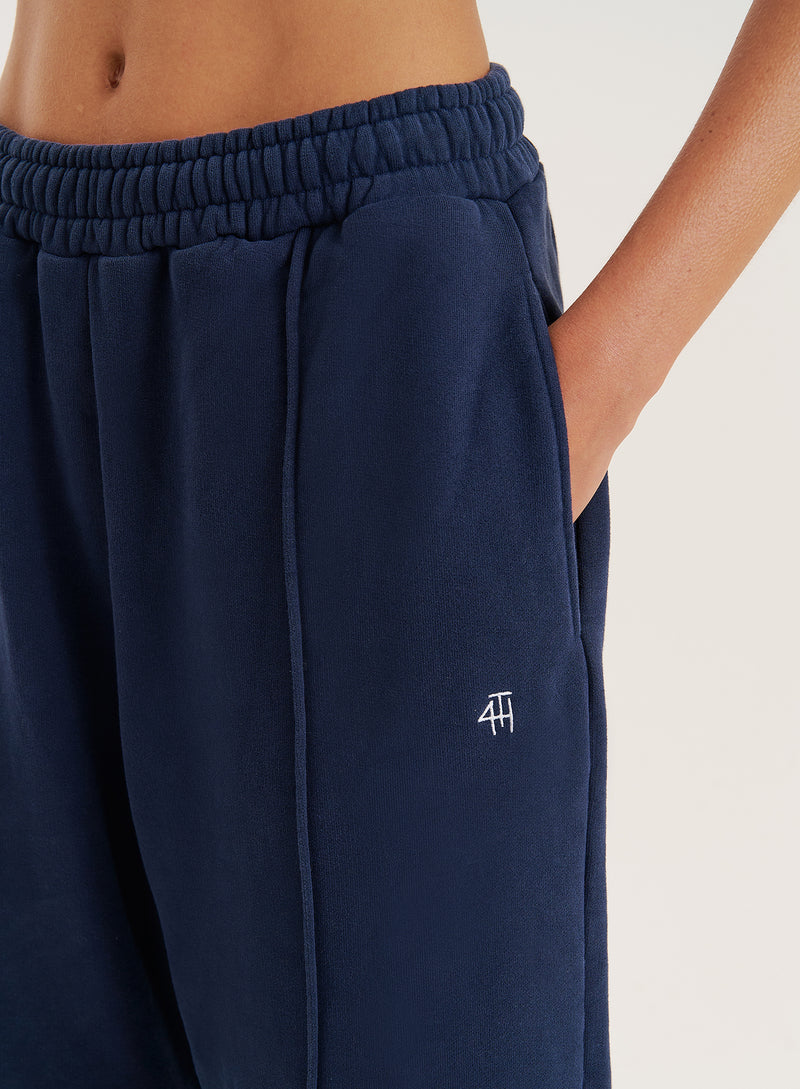 Navy 4th Wide Leg Branded Joggers- Fergie