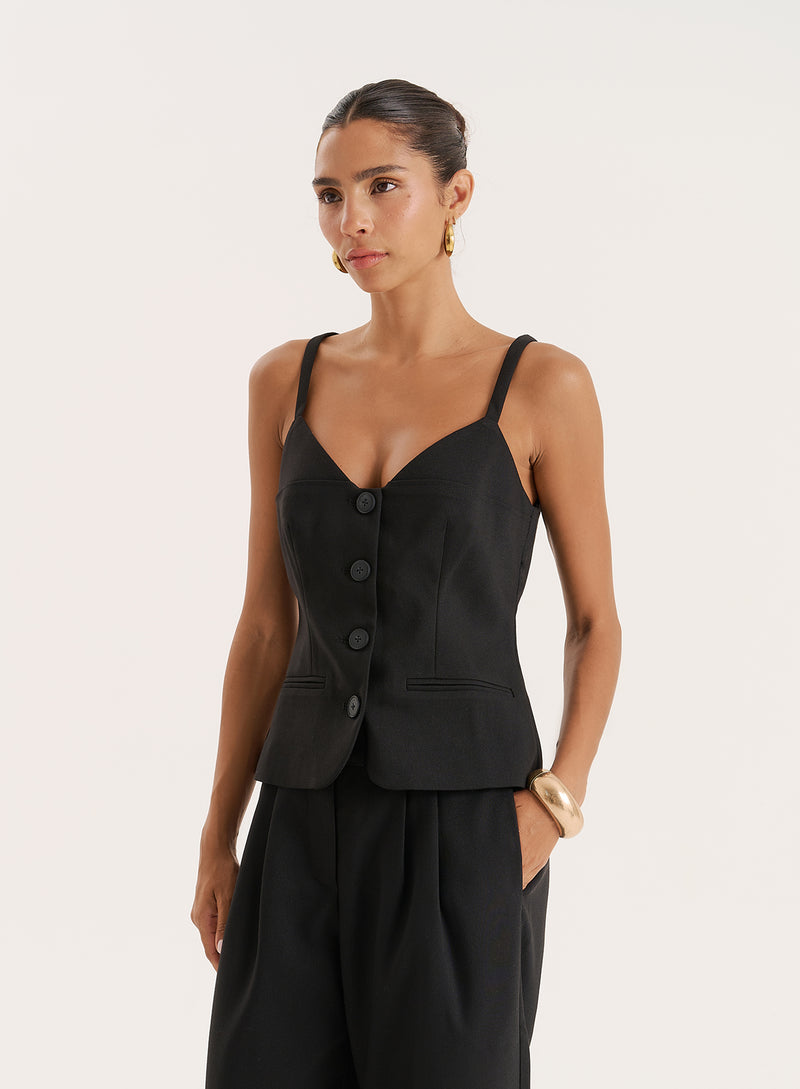 Black Tailored Waistcoat- Banksie