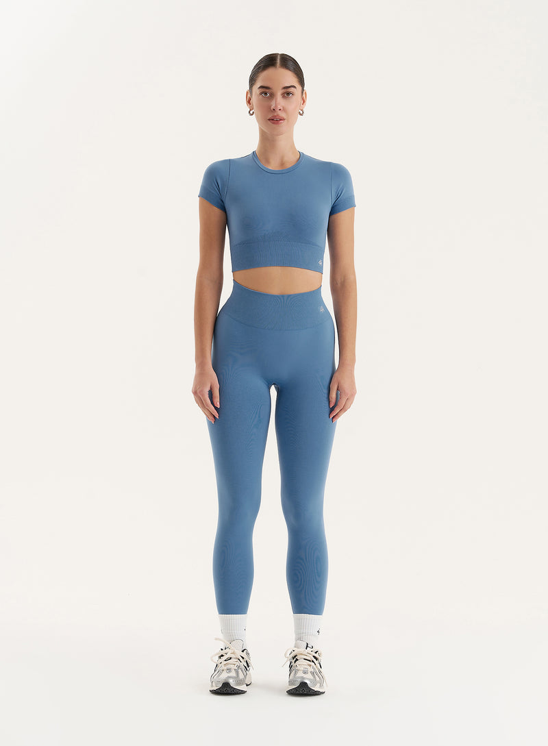 Blue Seamless Gym Crop Top- Brogan