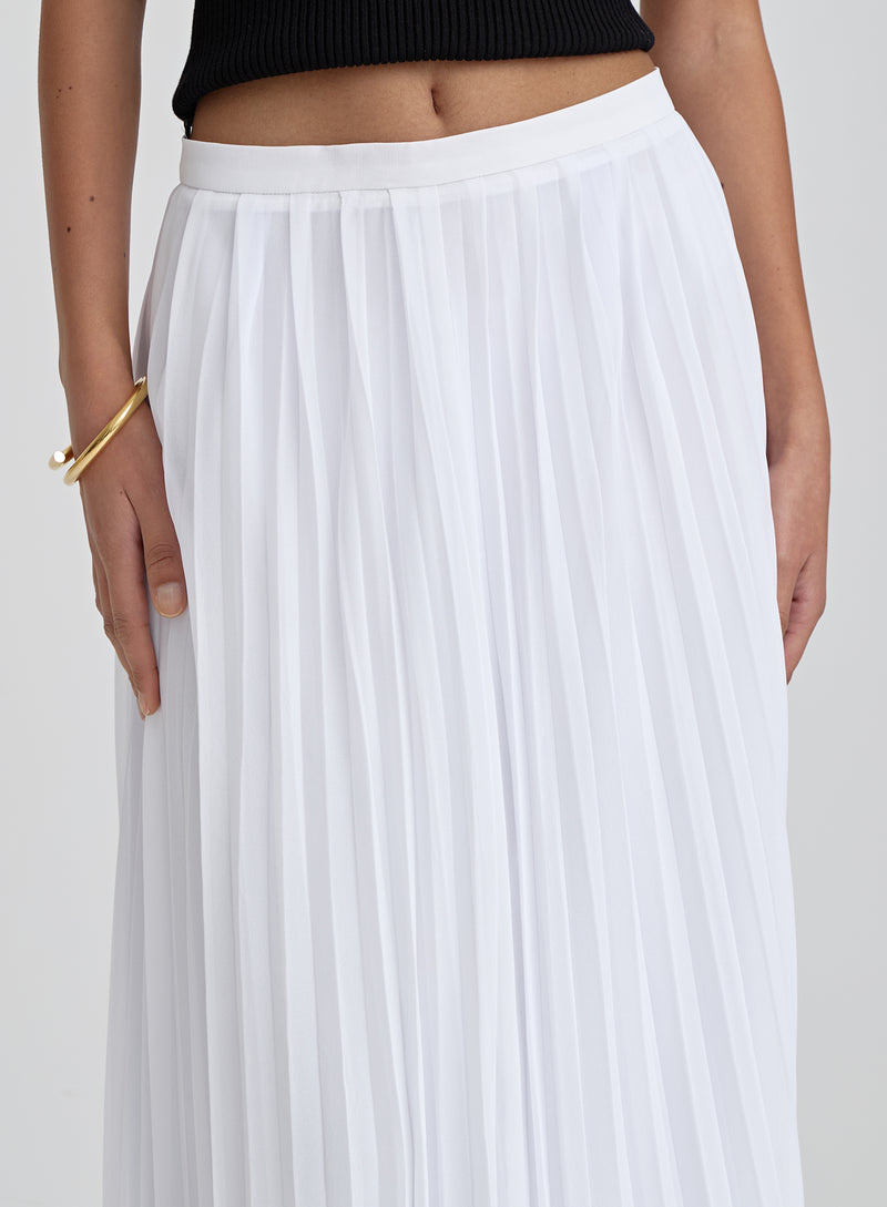 White Pleated Maxi Skirt- Hilda