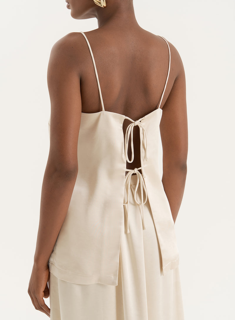 Champagne Satin Square Neck Cami Top- Hemma