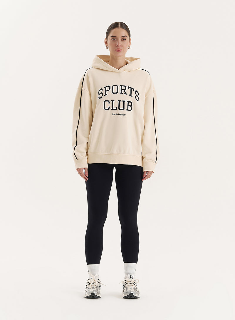 Cream Sports Club Slogan Oversized Hoodie- Lille