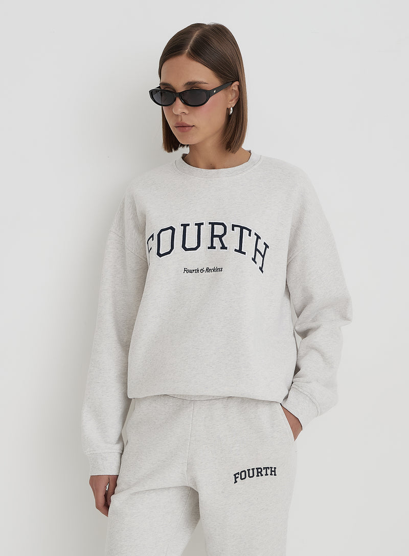 Grey Fourth Slogan Classic Longline Sweatshirt- Jen