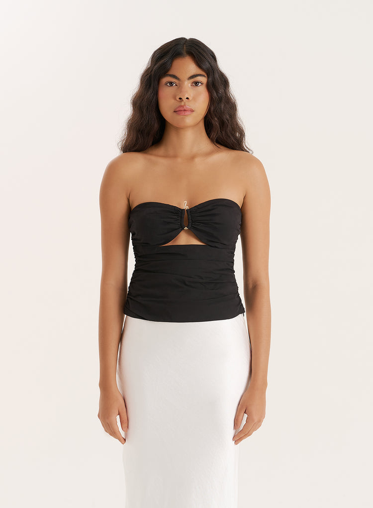 Black Cut Out Gold Hardware Bandeau Top- Sally