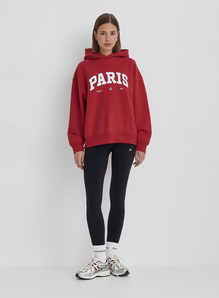 Red Paris Slogan Oversized Hoodie- Luna