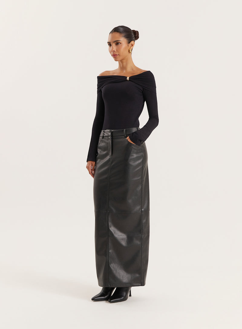 Black Gold Hardware Detail Knitted Long Sleeve Top- Virgo