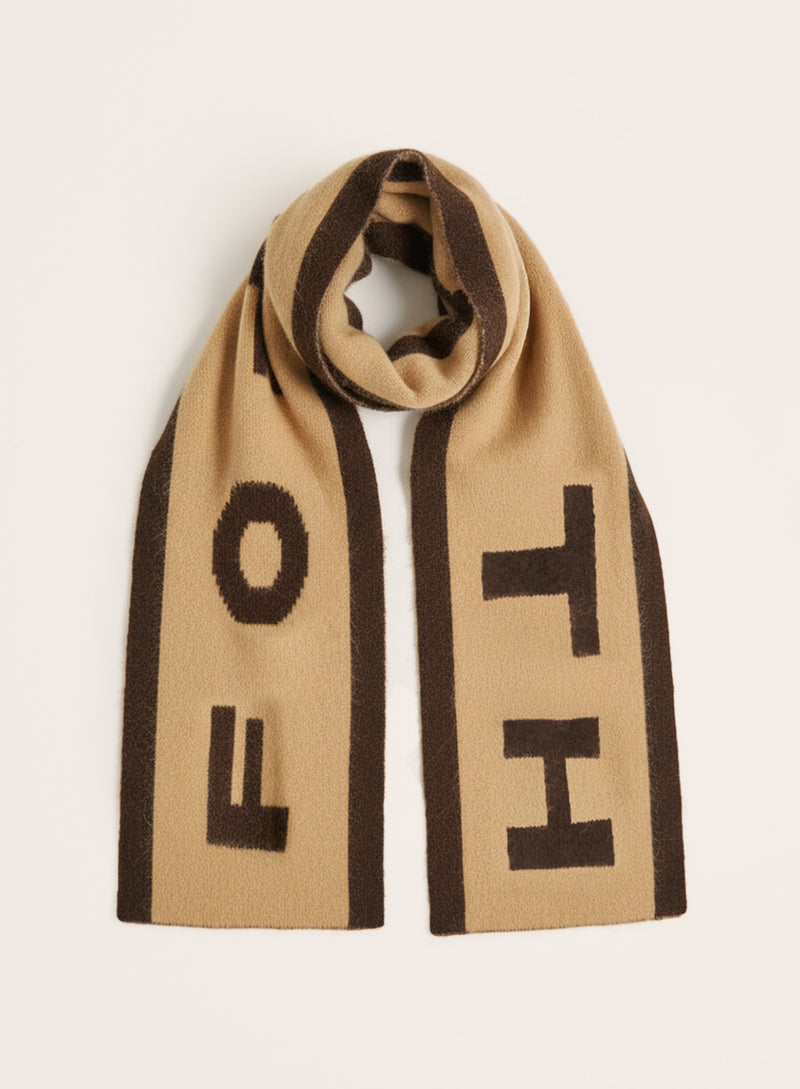 Beige Knit Fourth Branded Scarf
