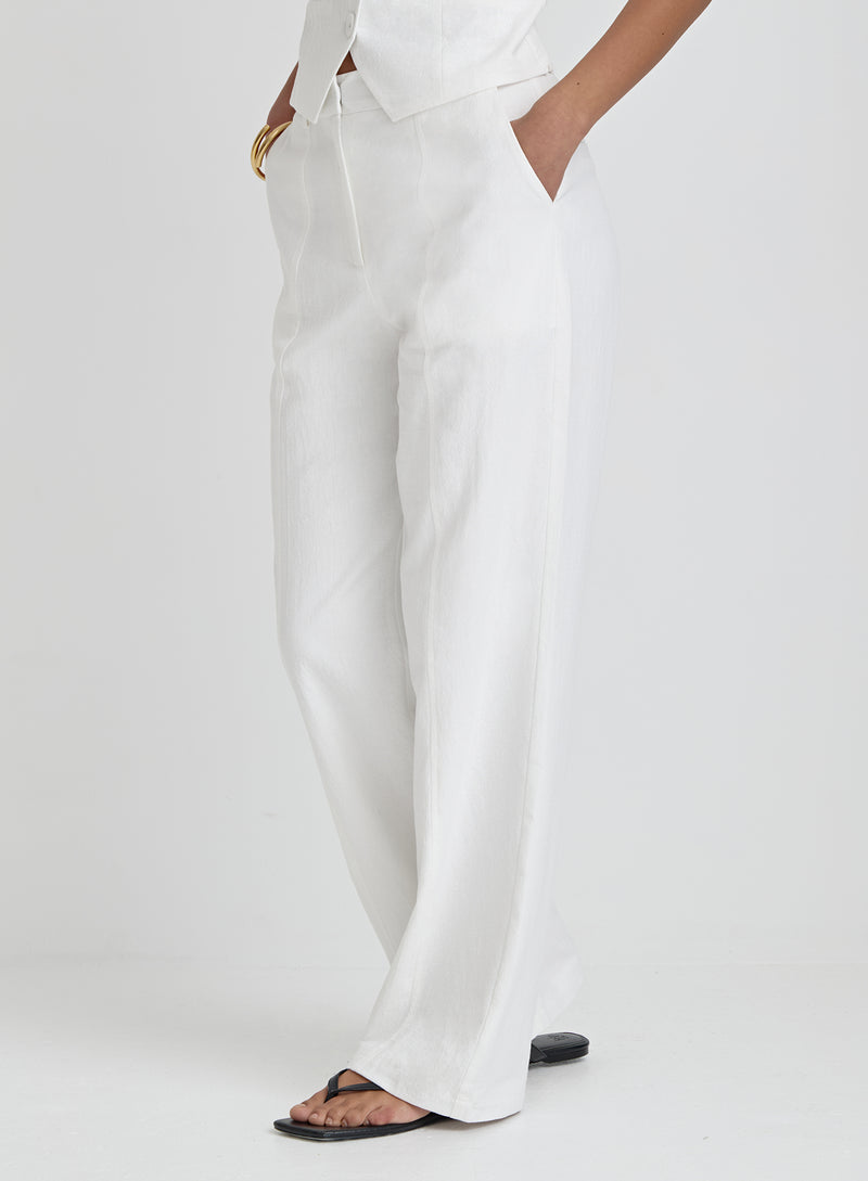 White Linen Tailored Trousers- Tilde