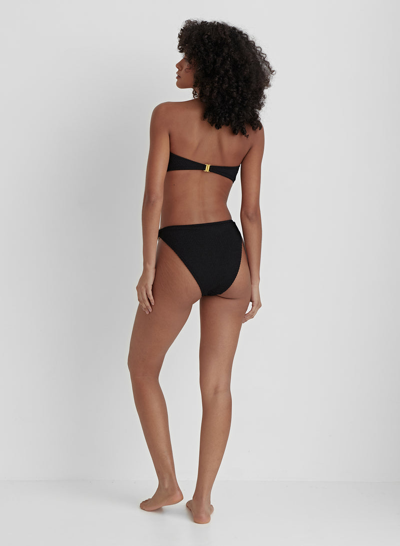 Black Crinkle Tortoiseshell Bandeau Bikini Top- Palermo