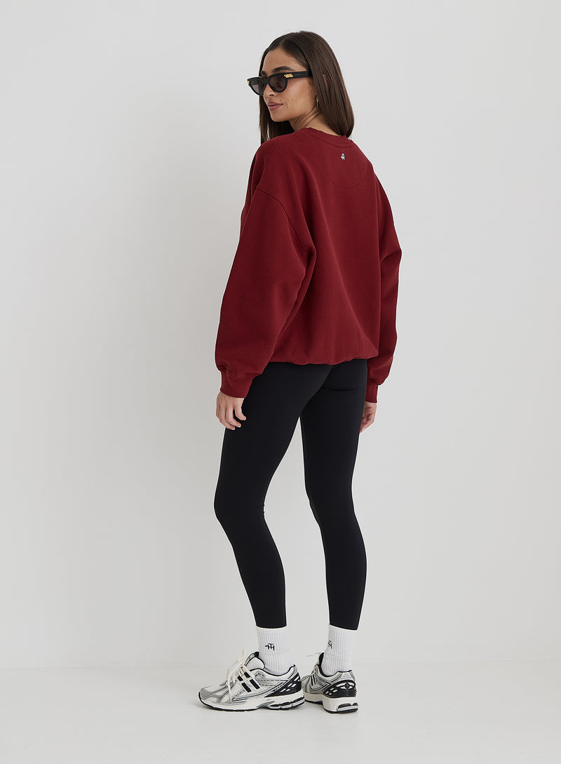 Burgundy Fashion Week Motif Sweatshirt- Elle