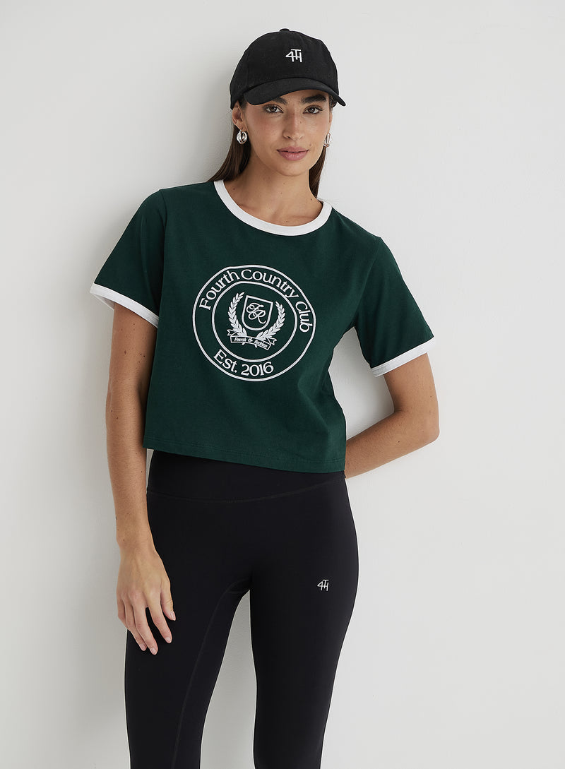 Green Fourth Country Club Cropped T-Shirt- Davidson