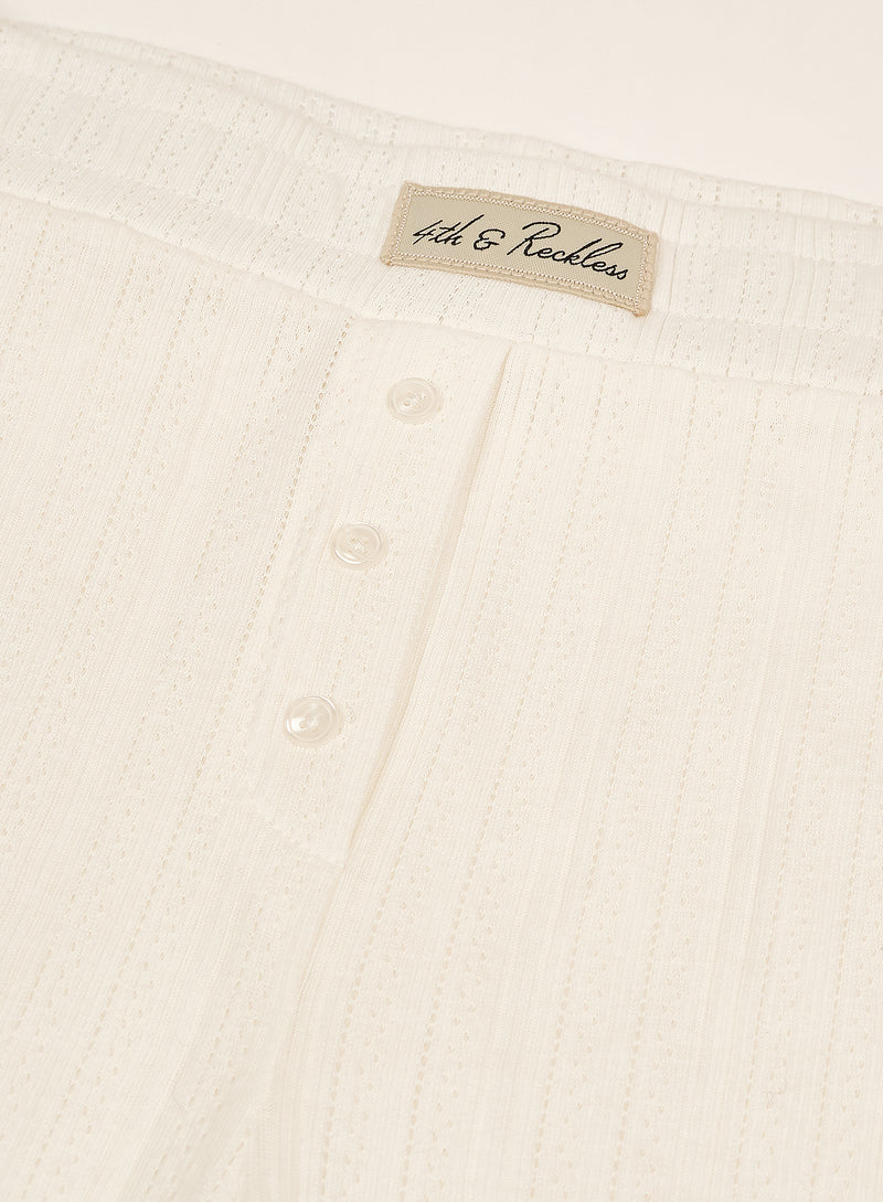 Ecru Printed Pointelle Trousers