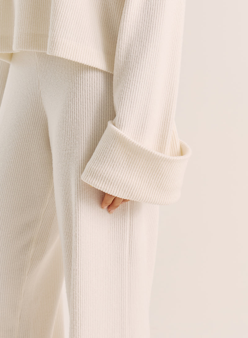 Ecru Wide Cuff Sleeved Knitted Jumper