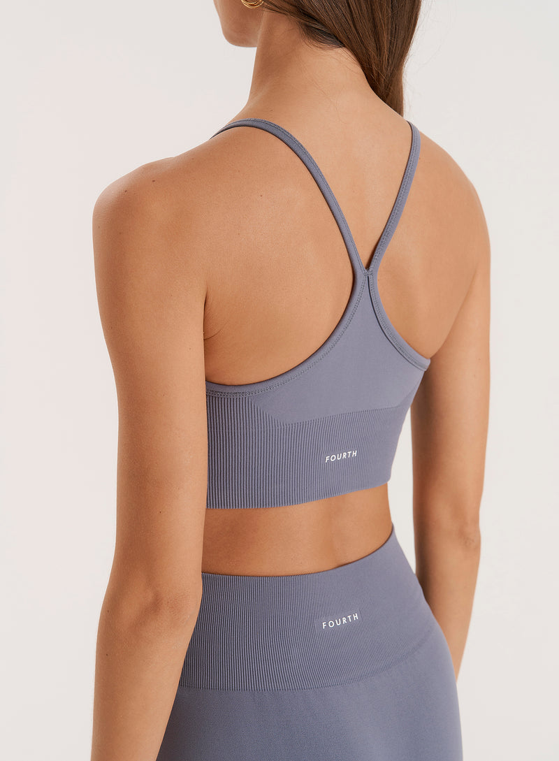 Grey Racer Back Seamless Sports Bra- Jenna