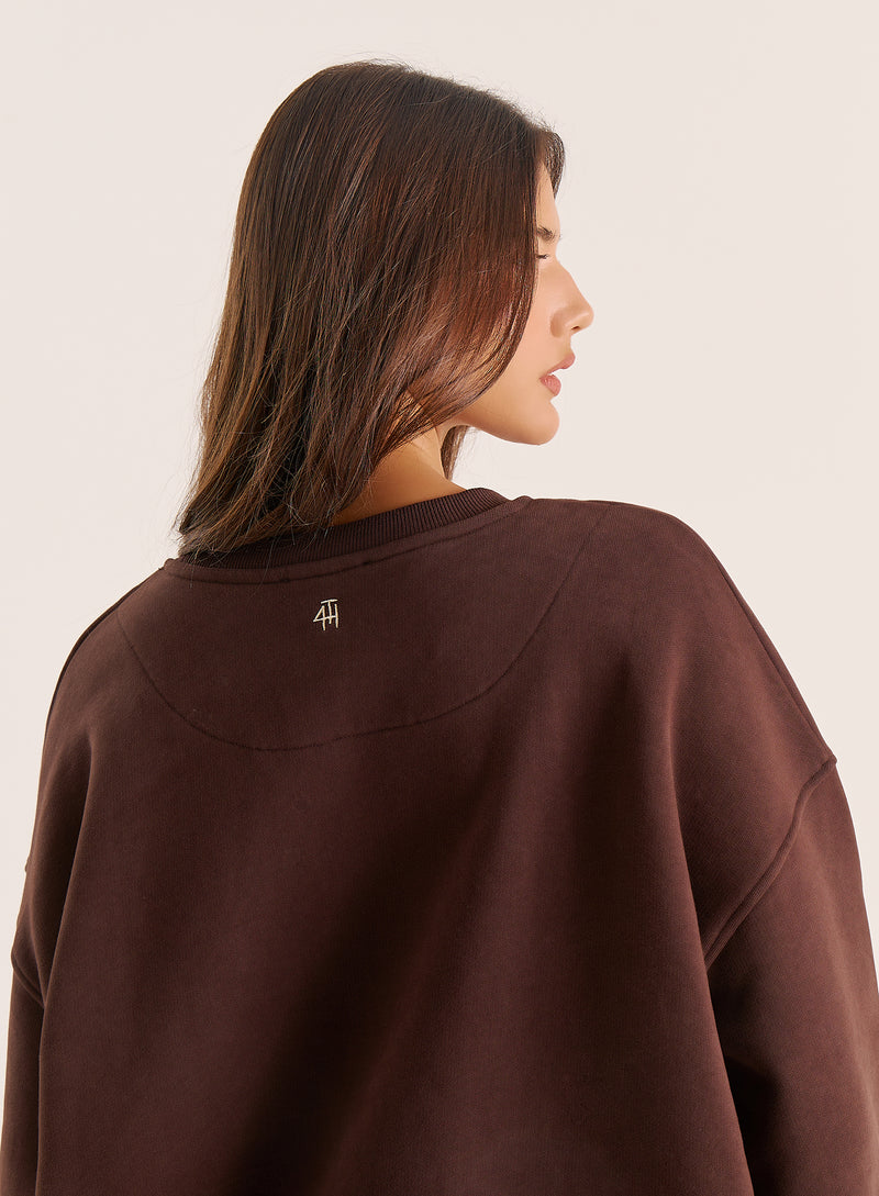 Chocolate Embroidered Script Logo Sweatshirt