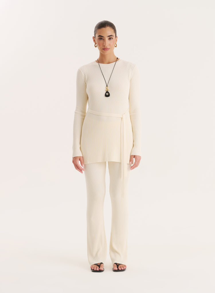 Cream Knitted Trouser-Louie