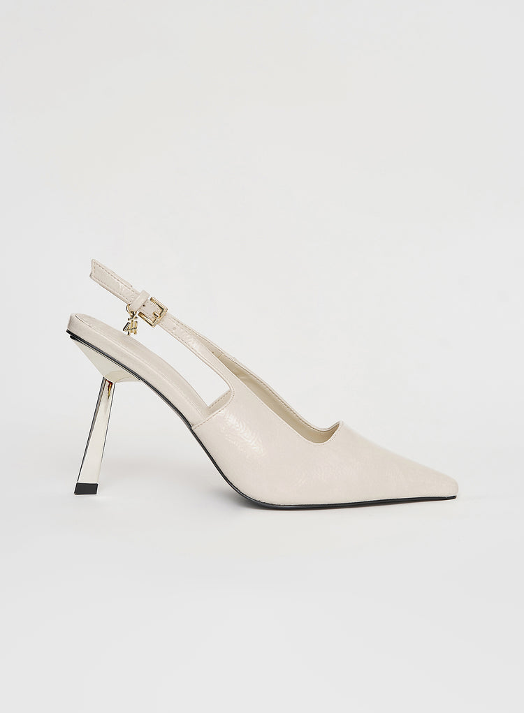 Cream Patent Slingback Contrast Heel- Calabasas