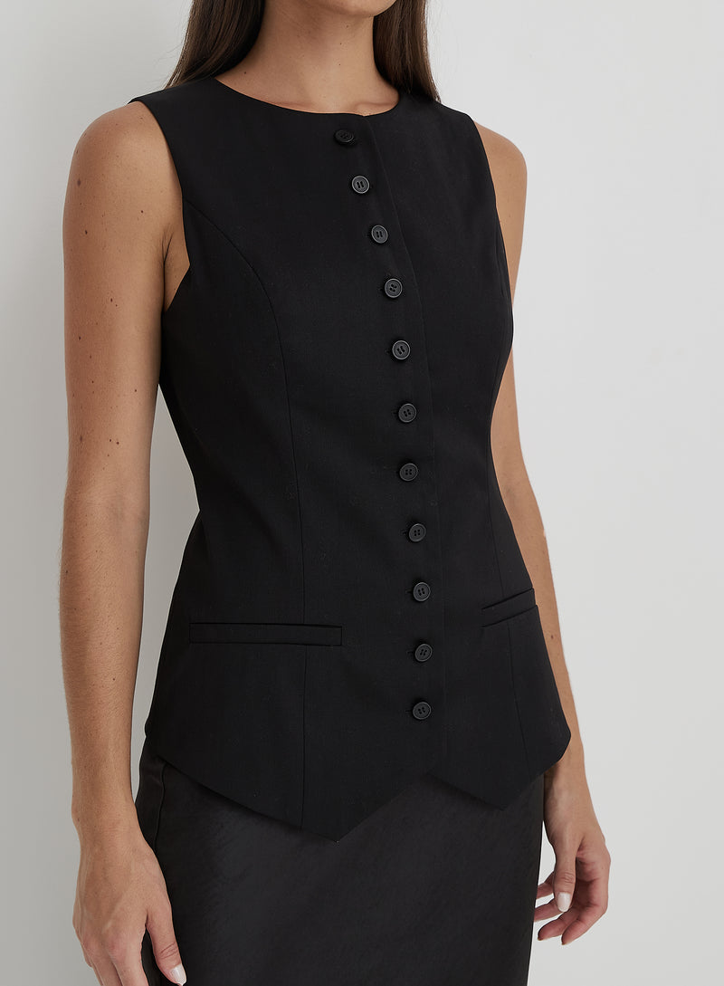 Black Tailored Waistcoat- Briella