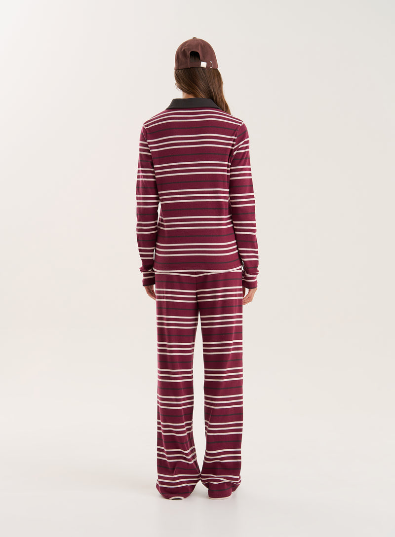 Multi Striped Ribbed Jersey Trousers- Liliana