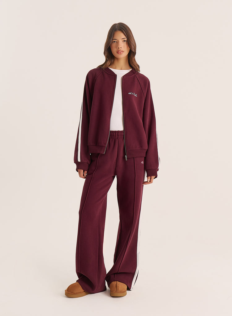 Burgundy Side Striped 4th Branded Joggers