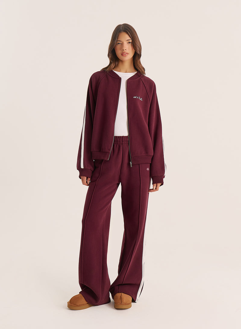 Burgundy Side Striped 4th Branded Joggers