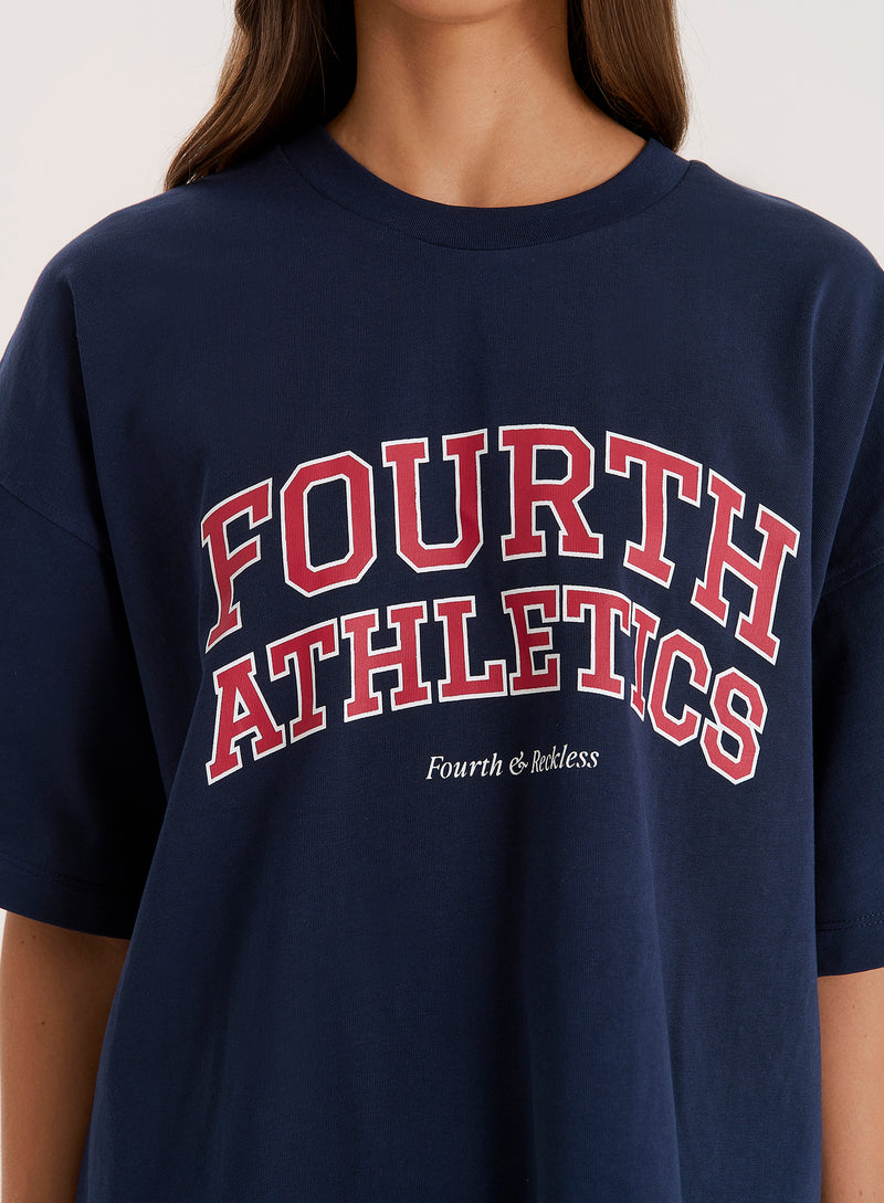 Navy Fourth Athletics Oversized T-Shirt- Siobhan