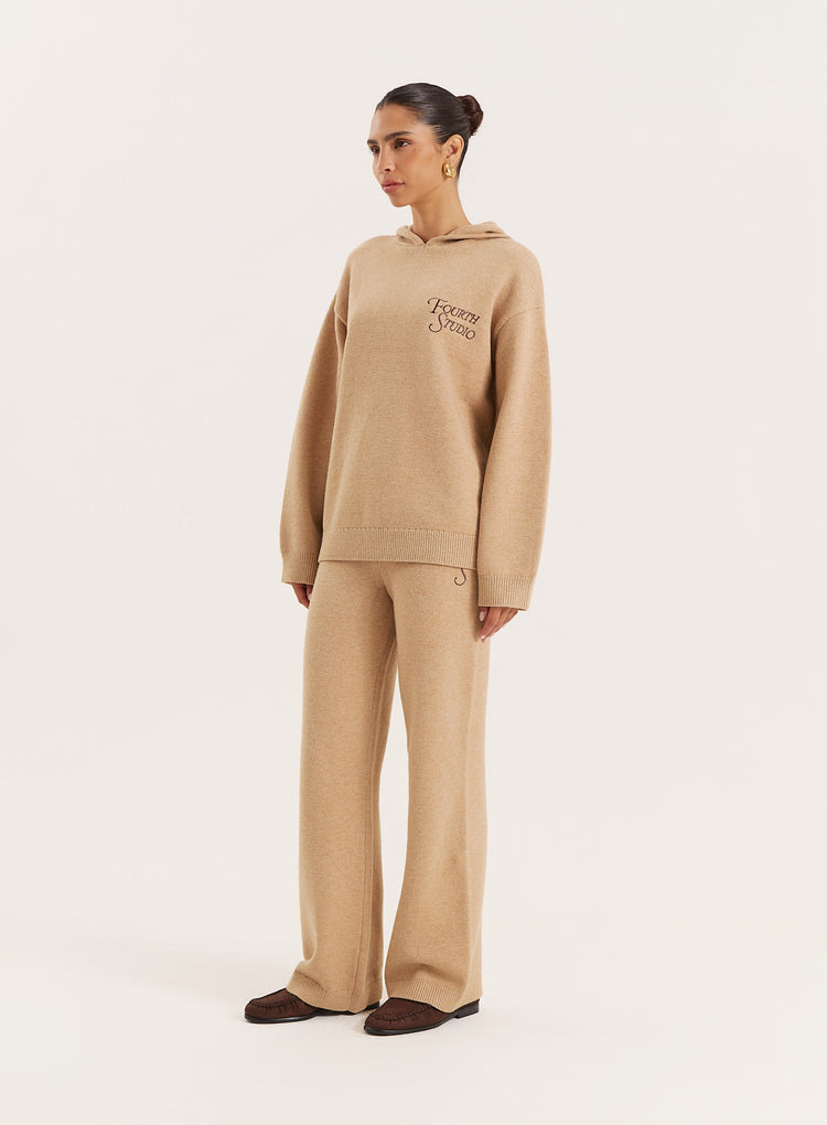 Camel Knitted Fourth Studio Wide Leg Trousers- Jackson
