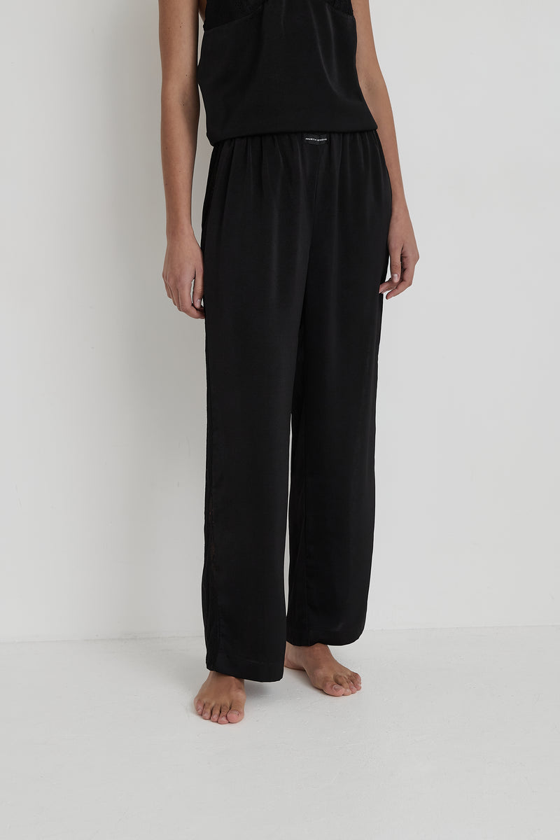 Black Satin Pyjama Trouser- Belle