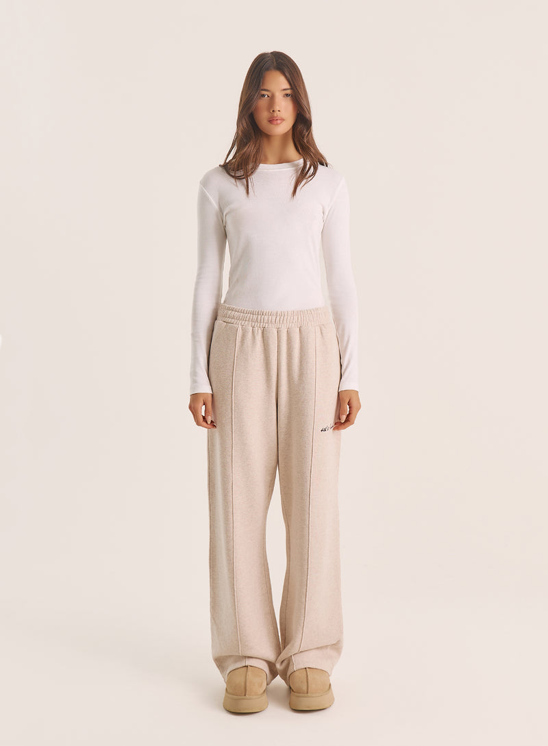 Oatmeal 4th Wide Leg Branded Joggers