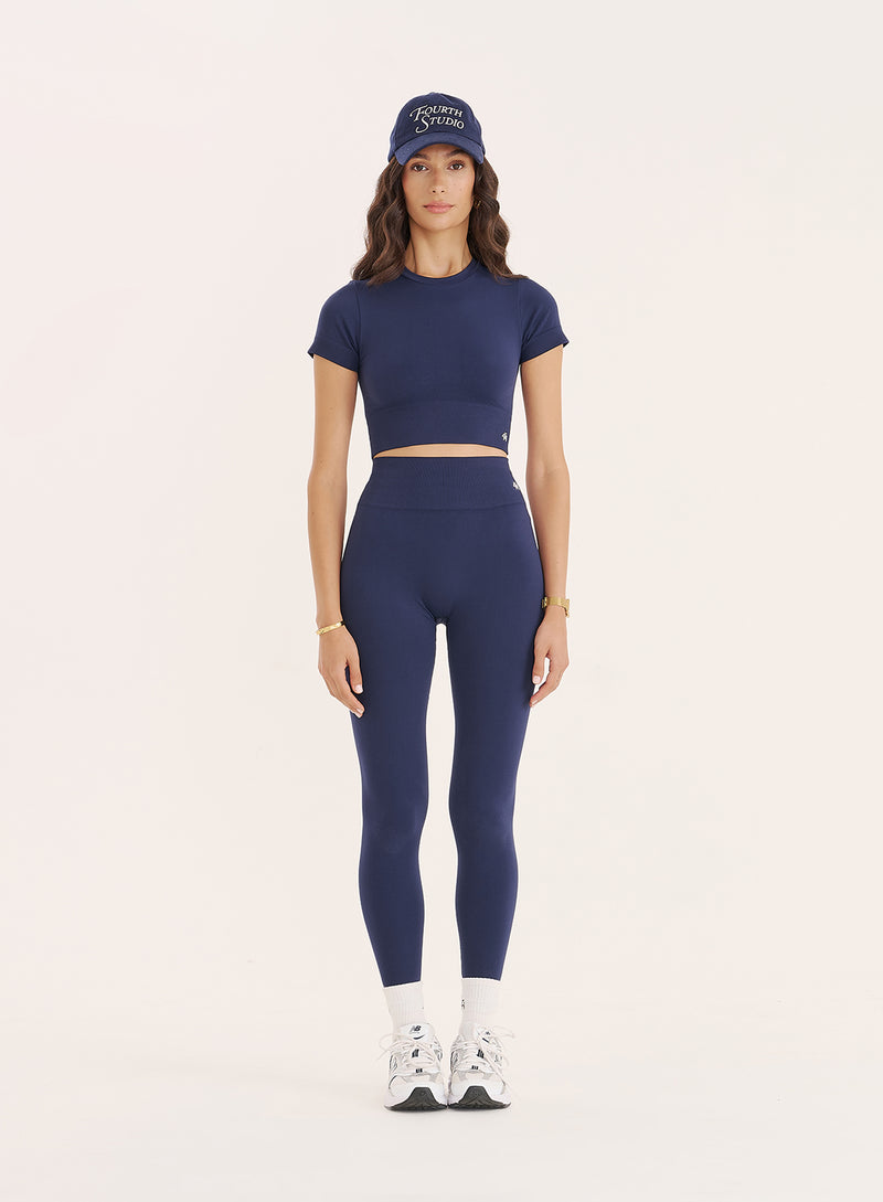 Navy Seamless Gym Crop Top- Brogan