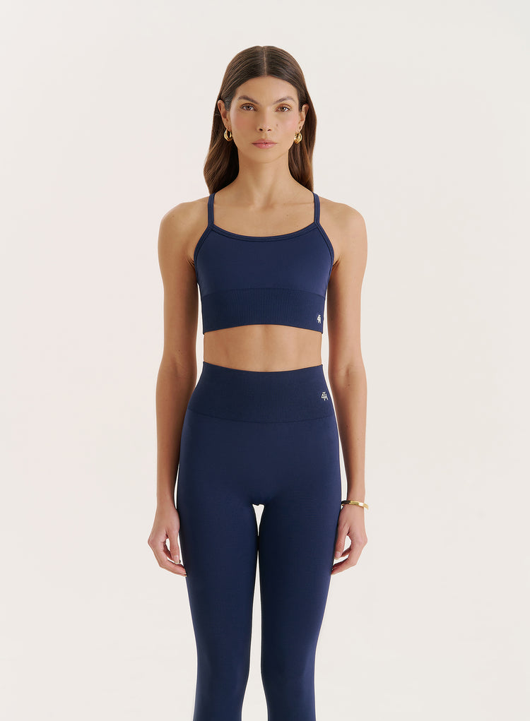 Navy Racer Back Seamless Sports Bra- Jenna