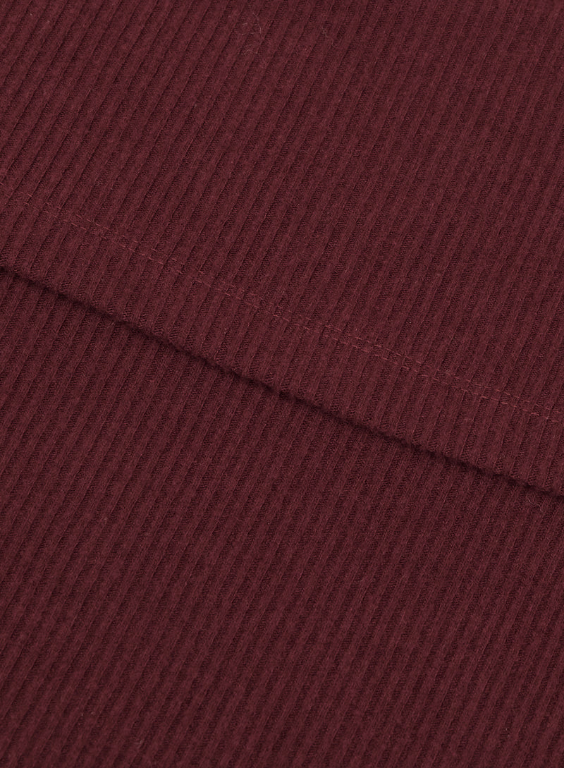 Dark Red Bardot Foldover Top