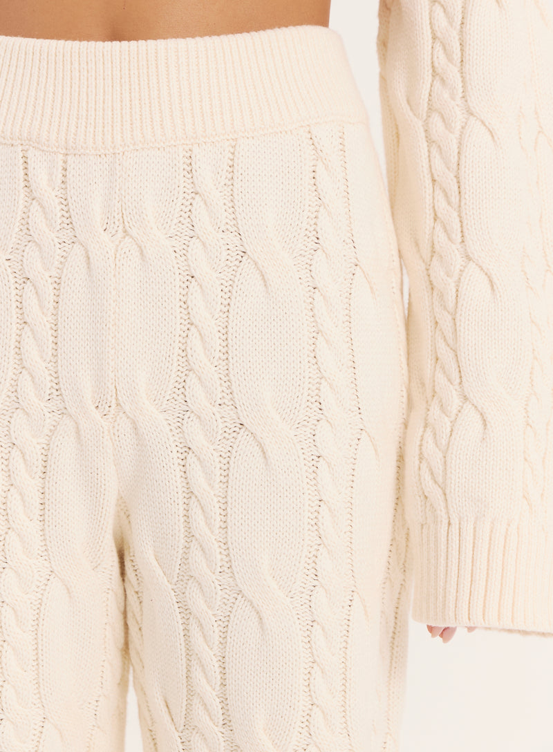 Cream Cable Knitted Trousers- Jordan