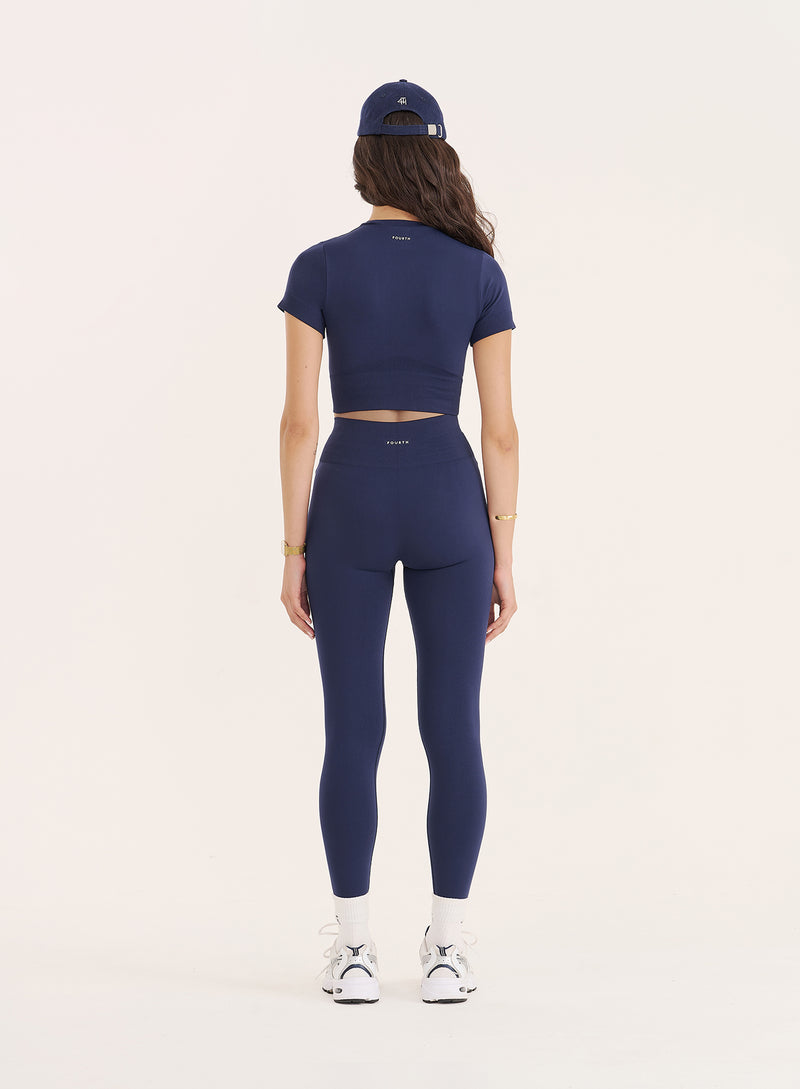 Navy Seamless Gym Crop Top- Brogan