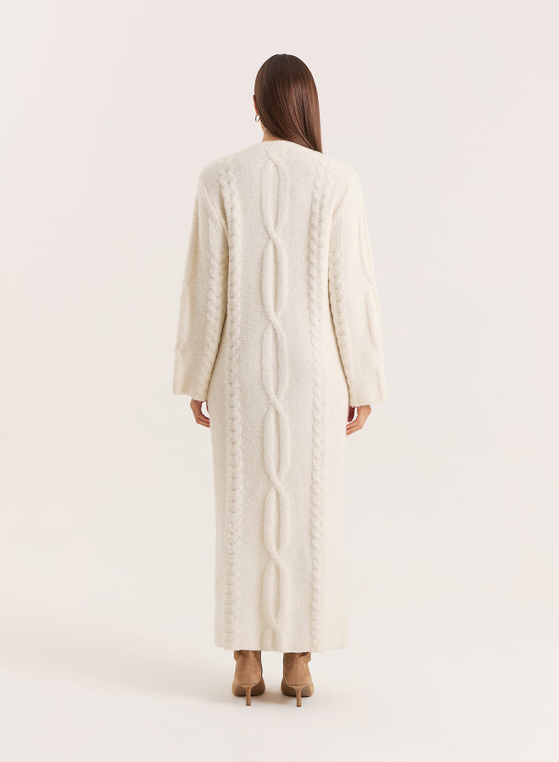 Cream Chunky Knit Maxi Dress- Dakota